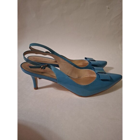 LILY PULITZER Women's Blue Kitten Pump Heel Sling Back Shoes Size 10 - Picture 4 of 11